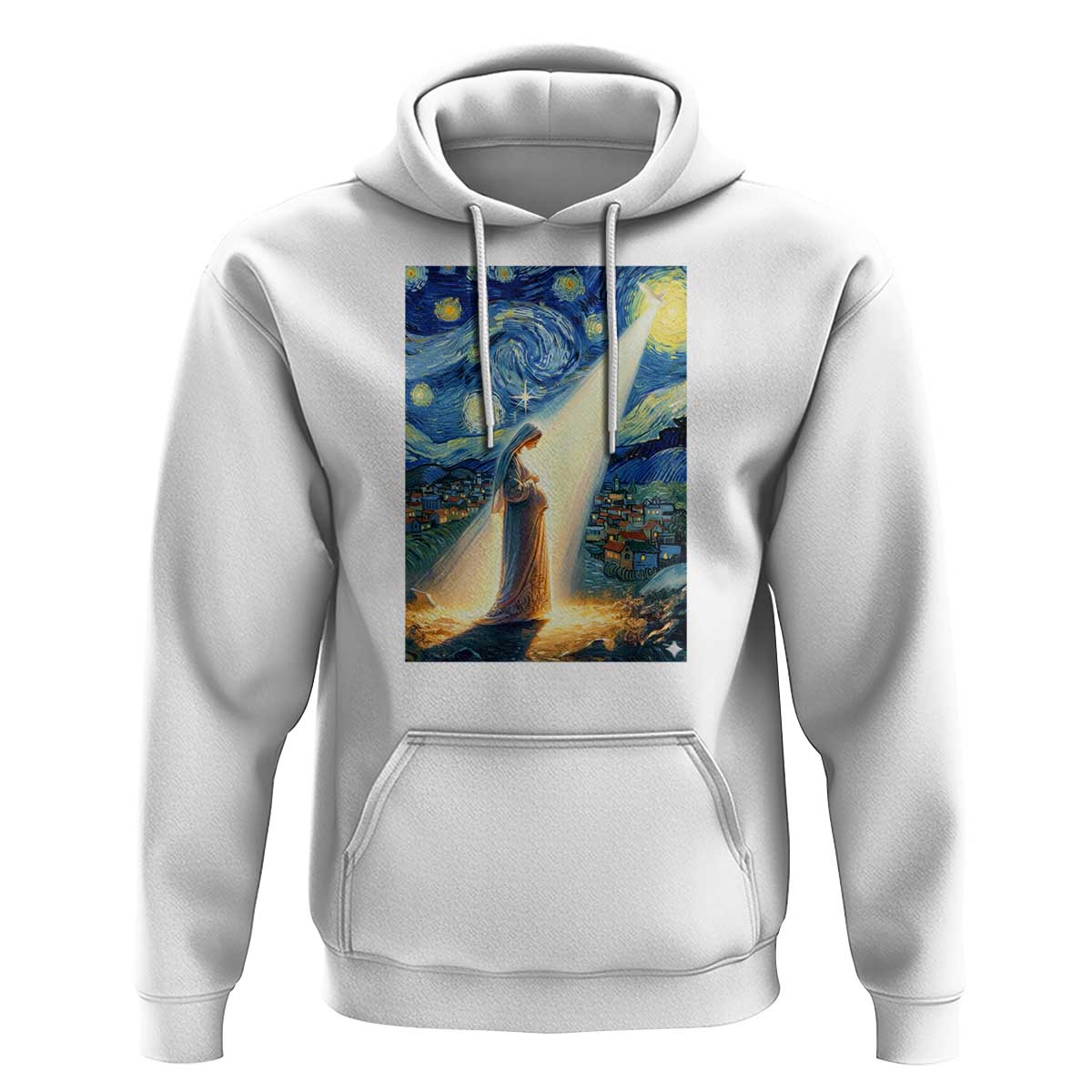 Virgin Mary Starry Night Hoodie Luke 2:11 Christian Faith - Wonder Print Shop