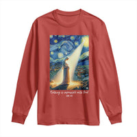 Virgin Mary Starry Night Long Sleeve Shirt Luke 2:11 Christian Faith - Wonder Print Shop