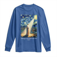 Virgin Mary Starry Night Long Sleeve Shirt Luke 2:11 Christian Faith - Wonder Print Shop