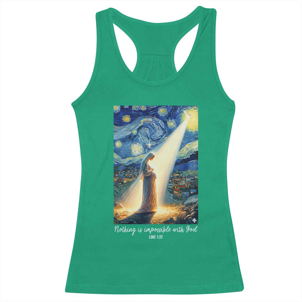 Virgin Mary Starry Night Racerback Tank Top Luke 2:11 Christian Faith - Wonder Print Shop