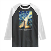 Virgin Mary Starry Night Raglan Shirt Luke 2:11 Christian Faith - Wonder Print Shop
