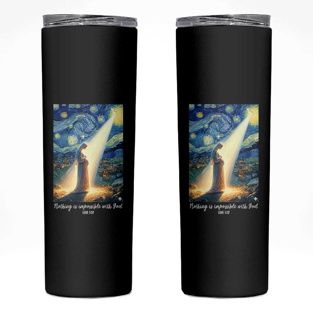 Virgin Mary Starry Night Skinny Tumbler Luke 2:11 Christian Faith - Wonder Print Shop