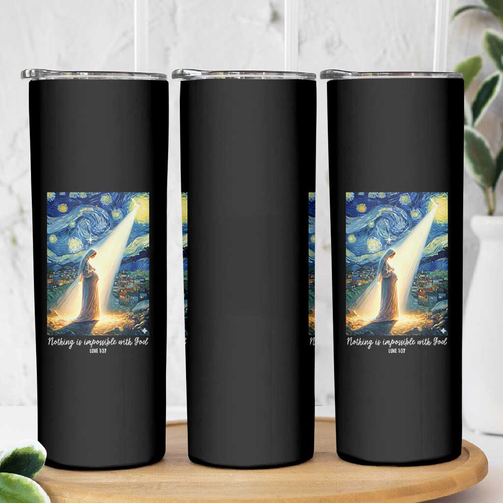 Virgin Mary Starry Night Skinny Tumbler Luke 2:11 Christian Faith - Wonder Print Shop