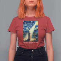 Virgin Mary Starry Night T Shirt For Women Luke 2:11 Christian Faith - Wonder Print Shop