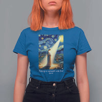 Virgin Mary Starry Night T Shirt For Women Luke 2:11 Christian Faith - Wonder Print Shop