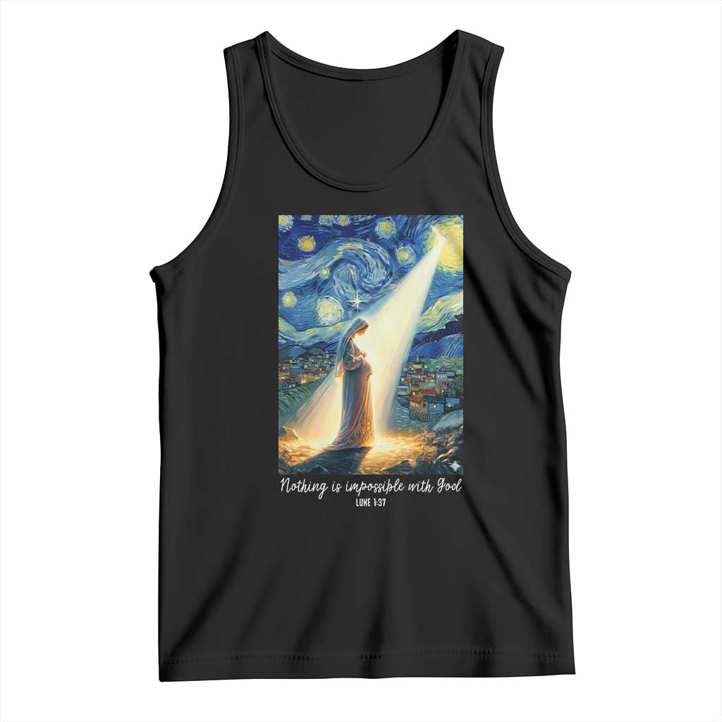 Virgin Mary Starry Night Tank Top Luke 2:11 Christian Faith - Wonder Print Shop