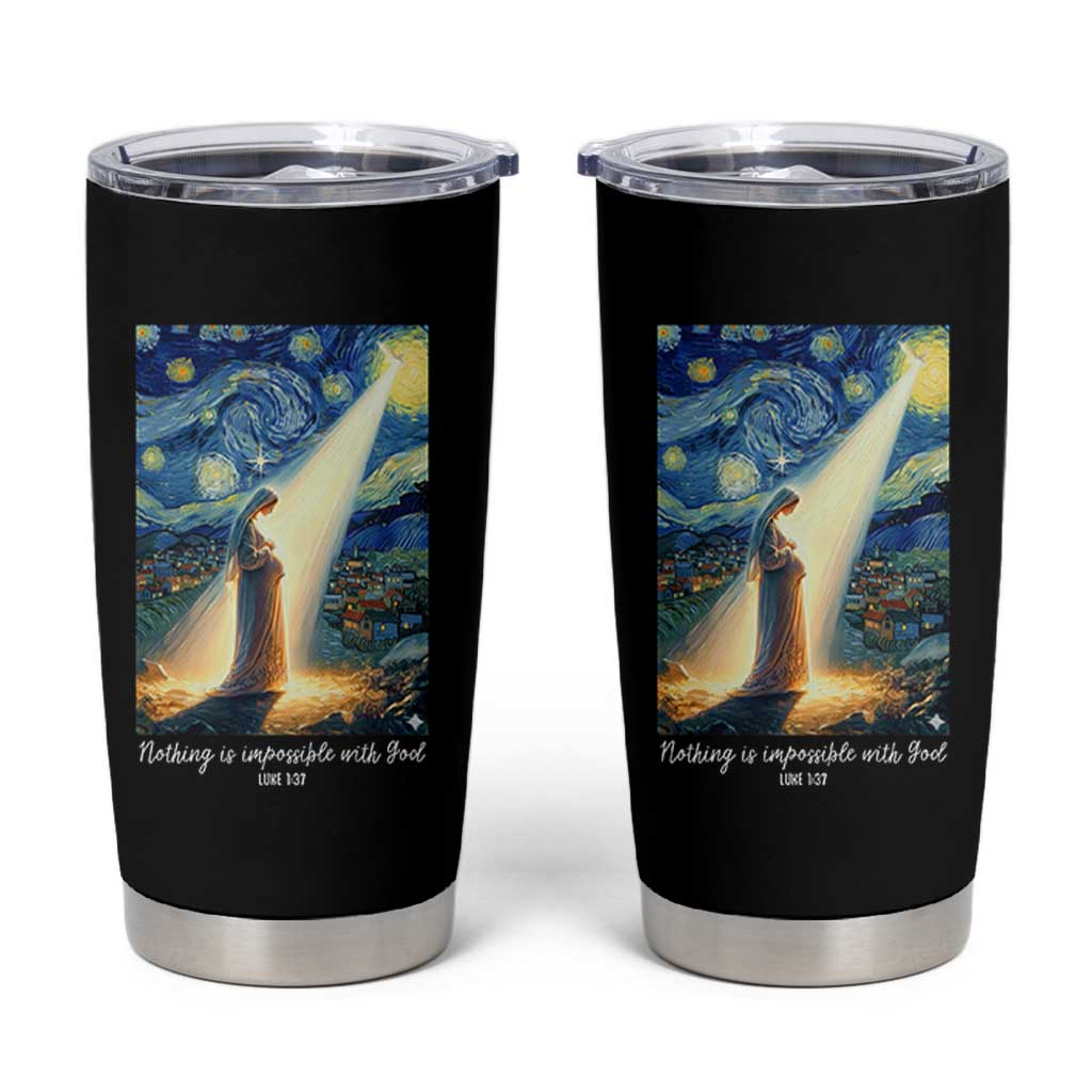 Virgin Mary Starry Night Tumbler Cup Luke 2:11 Christian Faith - Wonder Print Shop