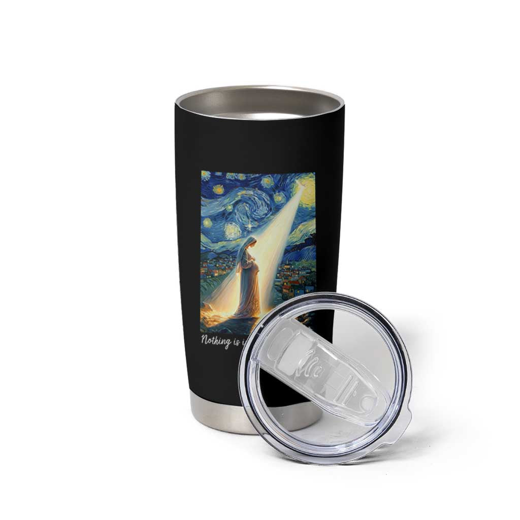 Virgin Mary Starry Night Tumbler Cup Luke 2:11 Christian Faith - Wonder Print Shop