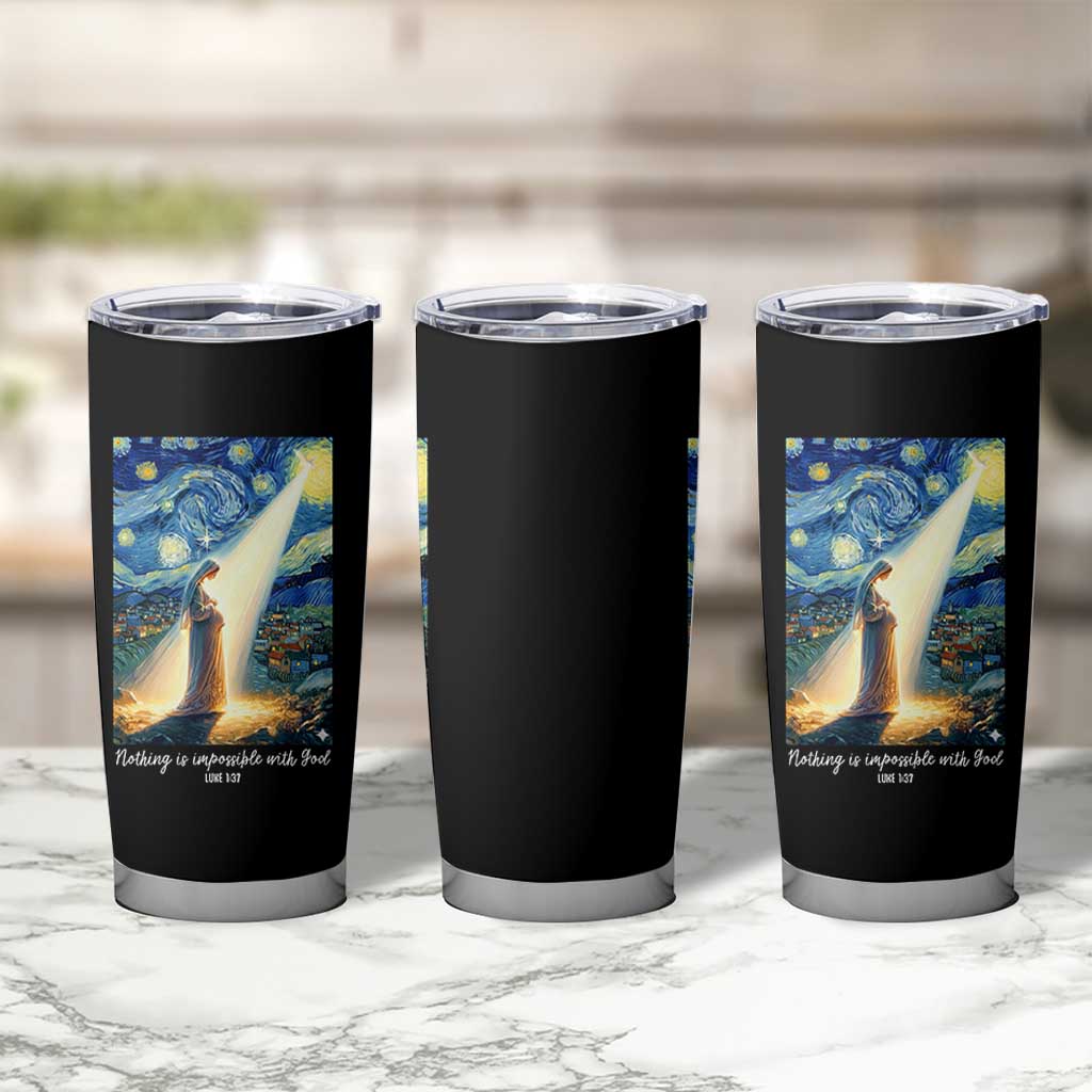 Virgin Mary Starry Night Tumbler Cup Luke 2:11 Christian Faith - Wonder Print Shop