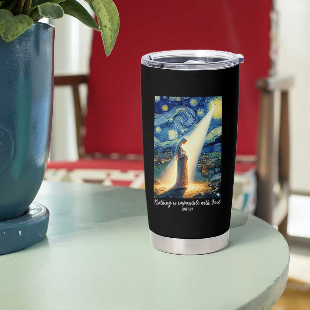 Virgin Mary Starry Night Tumbler Cup Luke 2:11 Christian Faith - Wonder Print Shop