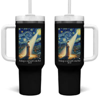 Virgin Mary Starry Night Tumbler With Handle Luke 2:11 Christian Faith - Wonder Print Shop