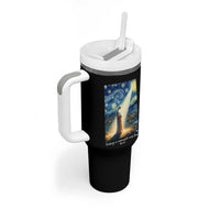 Virgin Mary Starry Night Tumbler With Handle Luke 2:11 Christian Faith - Wonder Print Shop