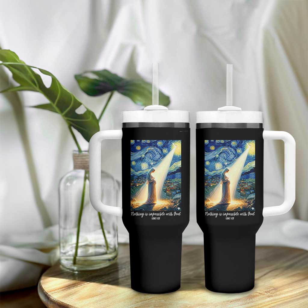 Virgin Mary Starry Night Tumbler With Handle Luke 2:11 Christian Faith - Wonder Print Shop