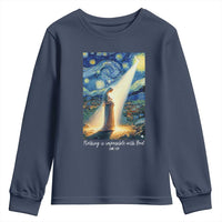 Virgin Mary Starry Night Youth Sweatshirt Luke 2:11 Christian Faith - Wonder Print Shop
