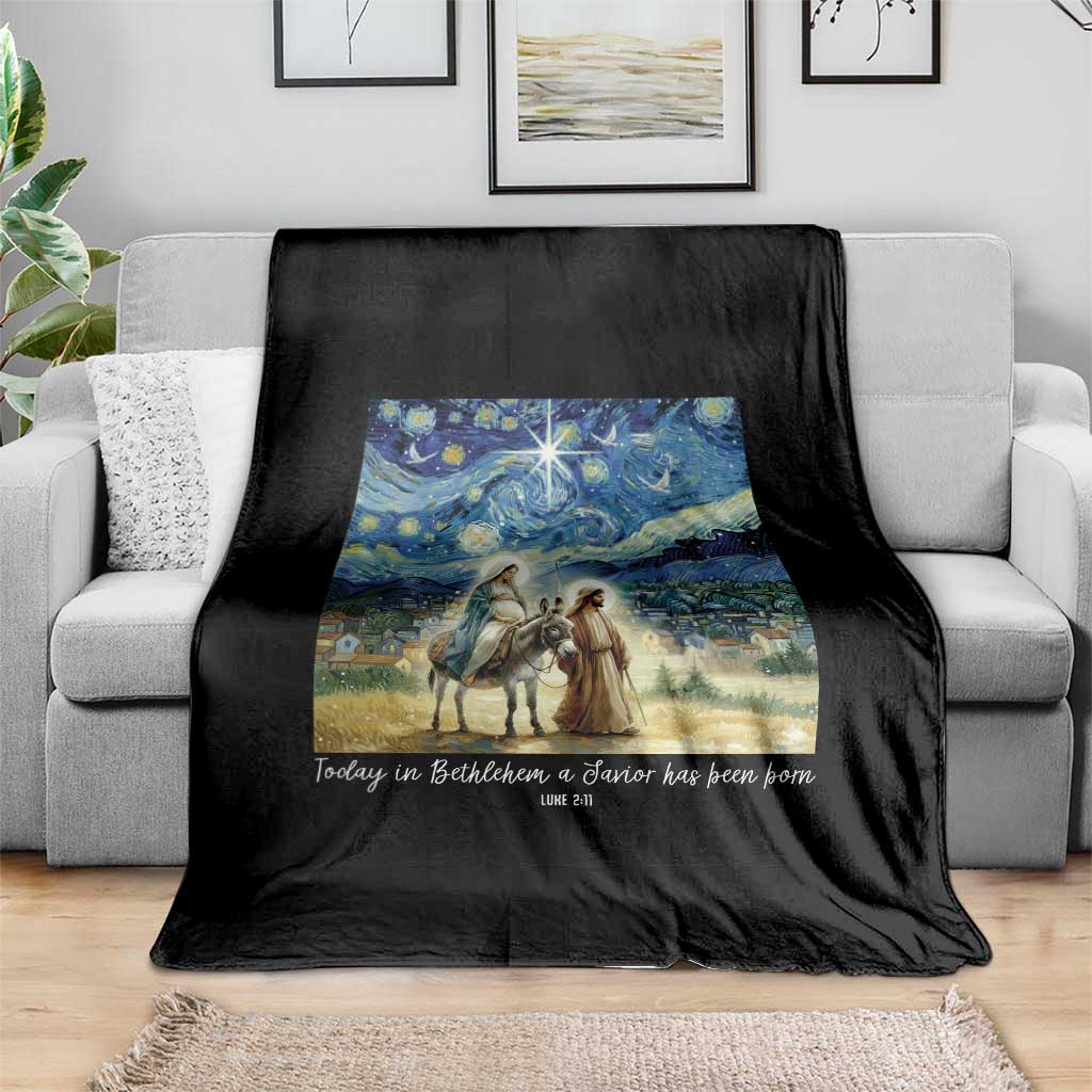 Bethlehem Starry Night Throw Blanket Nativity Luke 2:11 Christian Christmas - Wonder Print Shop