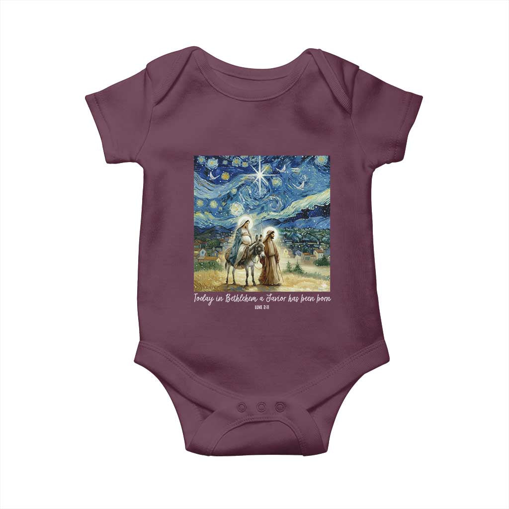 Bethlehem Starry Night Baby Onesie Nativity Luke 2:11 Christian Christmas - Wonder Print Shop