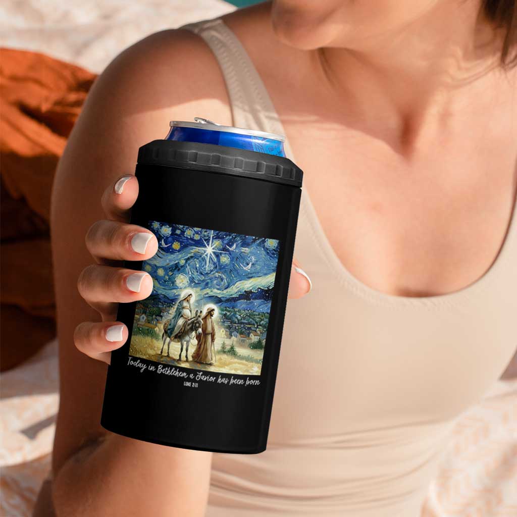 Bethlehem Starry Night 4 in 1 Can Cooler Tumbler Nativity Luke 2:11 Christian Christmas - Wonder Print Shop