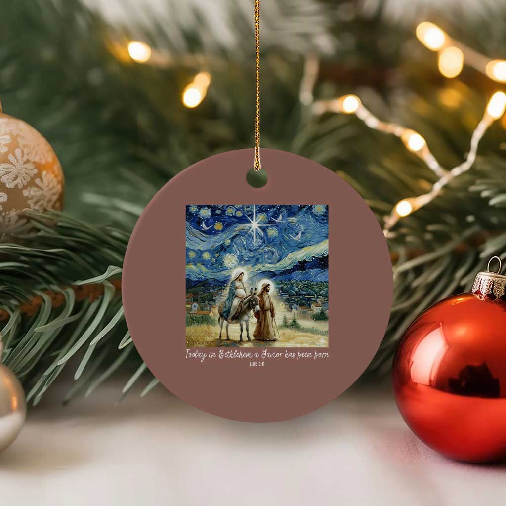 Bethlehem Starry Night Ceramic Ornament Nativity Luke 2:11 Christian Xmas - Wonder Print Shop