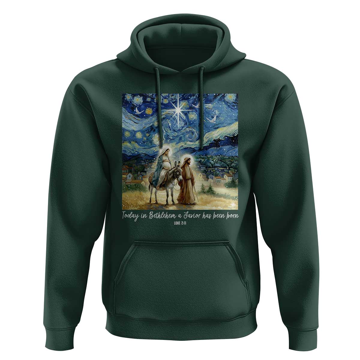 Bethlehem Starry Night Hoodie Nativity Luke 2:11 Christian Christmas - Wonder Print Shop