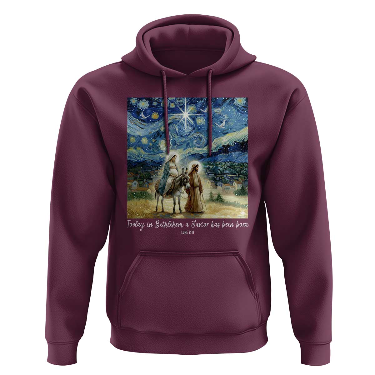 Bethlehem Starry Night Hoodie Nativity Luke 2:11 Christian Christmas - Wonder Print Shop