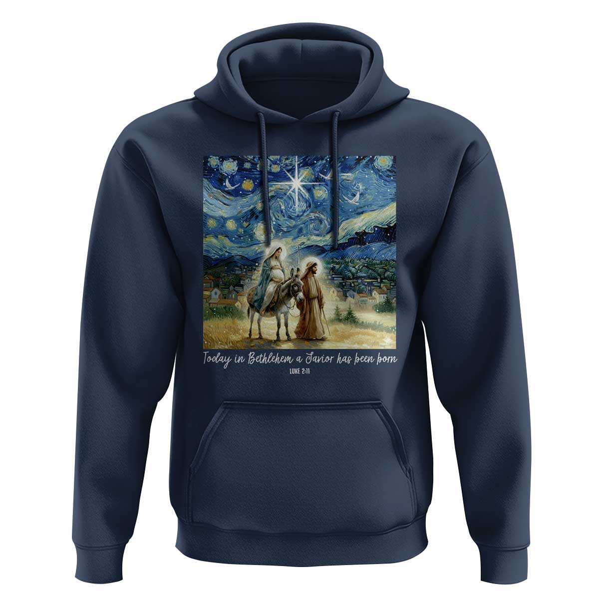 Bethlehem Starry Night Hoodie Nativity Luke 2:11 Christian Christmas - Wonder Print Shop
