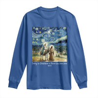 Bethlehem Starry Night Long Sleeve Shirt Nativity Luke 2:11 Christian Christmas - Wonder Print Shop