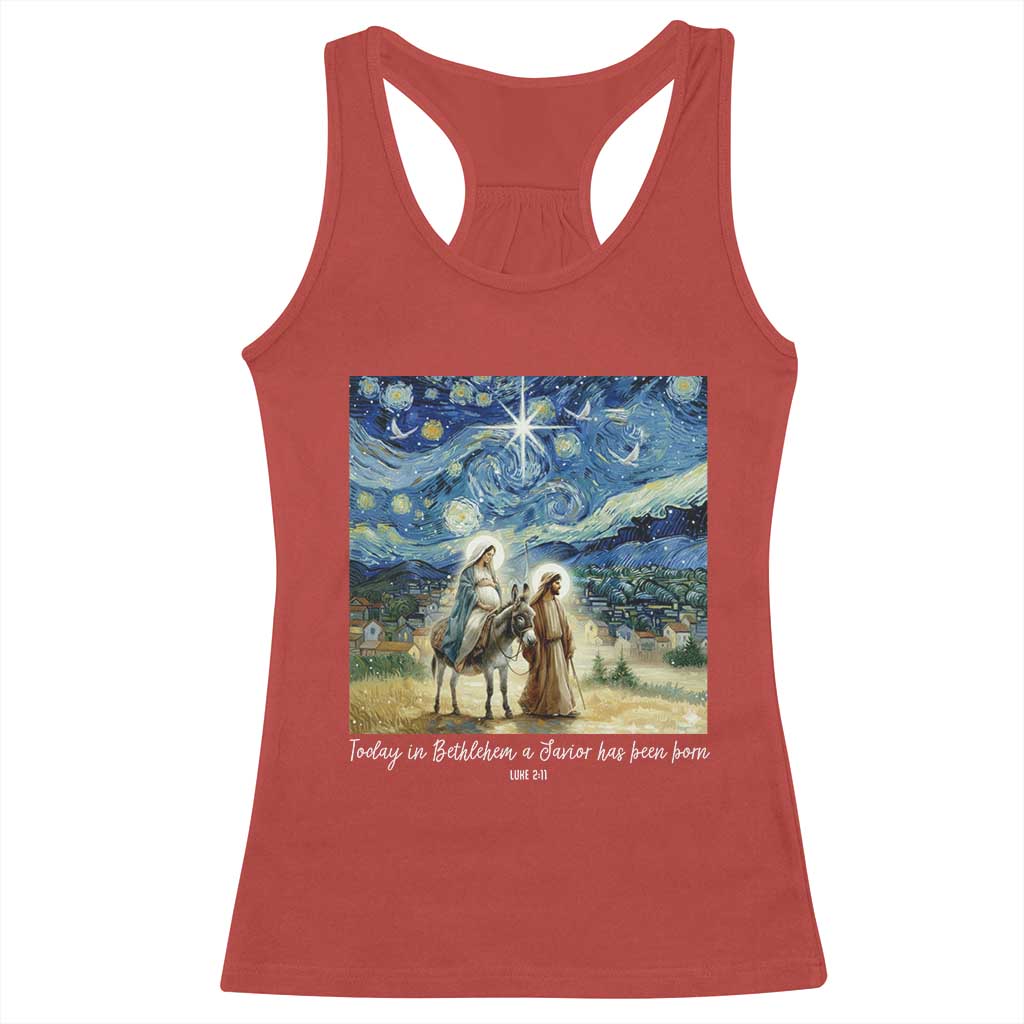 Bethlehem Starry Night Racerback Tank Top Nativity Luke 2:11 Christian Christmas - Wonder Print Shop