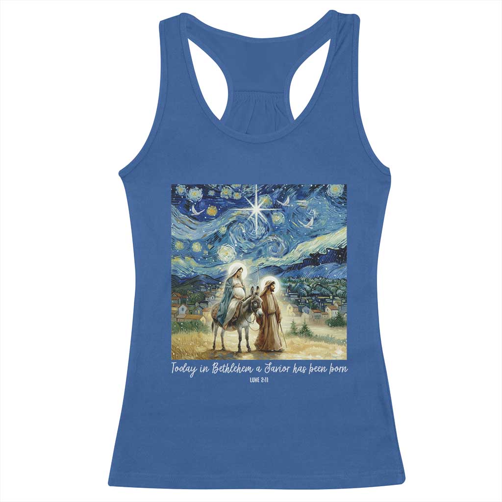 Bethlehem Starry Night Racerback Tank Top Nativity Luke 2:11 Christian Christmas - Wonder Print Shop