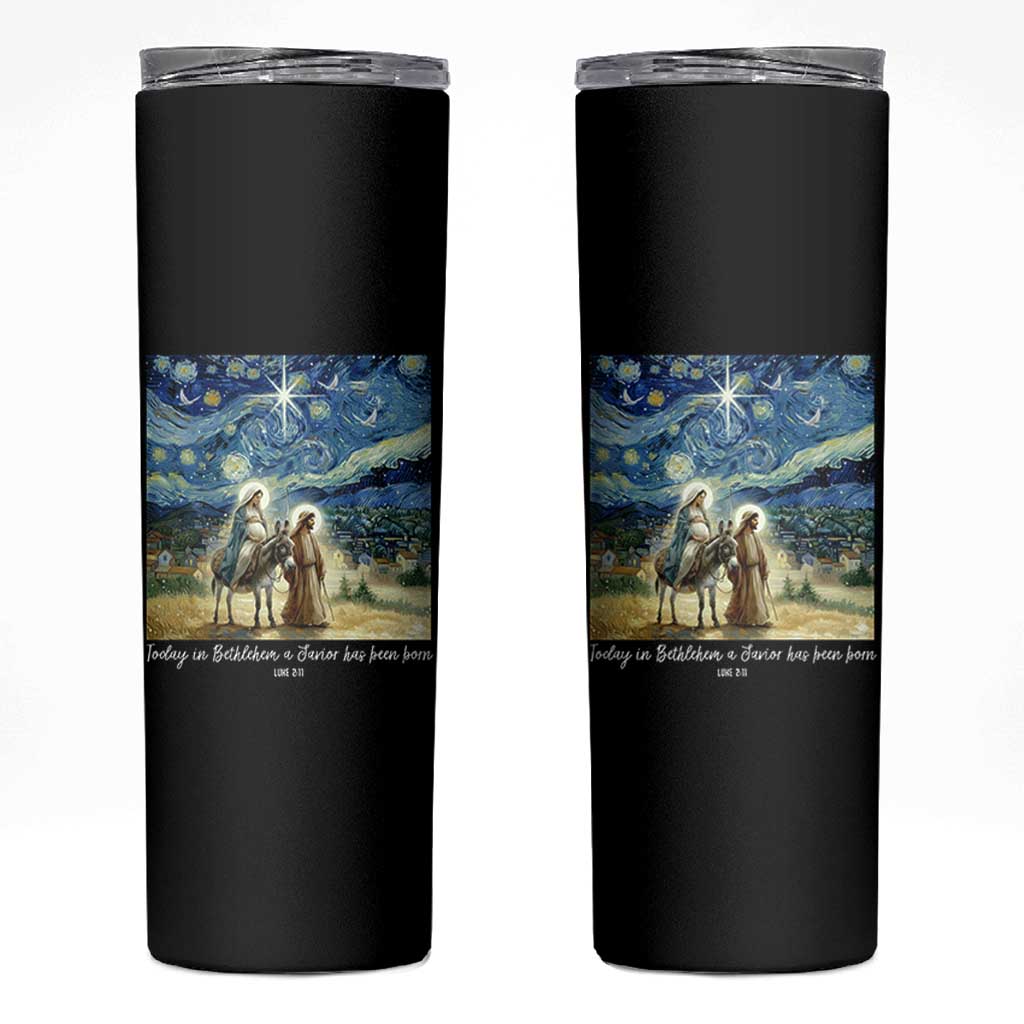 Bethlehem Starry Night Skinny Tumbler Nativity Luke 2:11 Christian Christmas - Wonder Print Shop