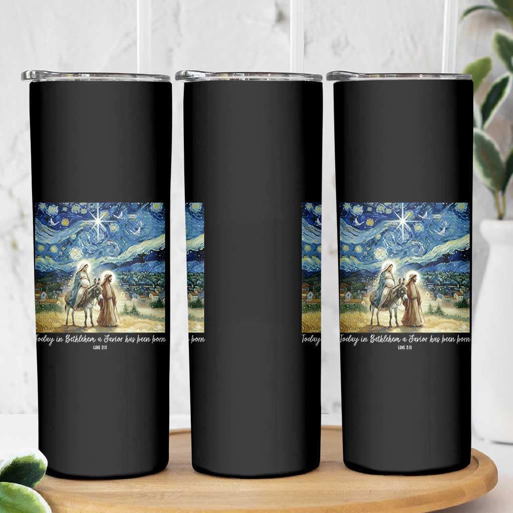 Bethlehem Starry Night Skinny Tumbler Nativity Luke 2:11 Christian Christmas - Wonder Print Shop