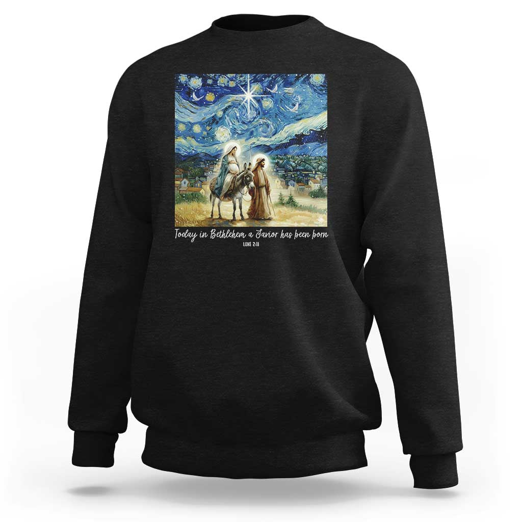 Bethlehem Starry Night Sweatshirt Nativity Luke 2:11 Christian Christmas - Wonder Print Shop