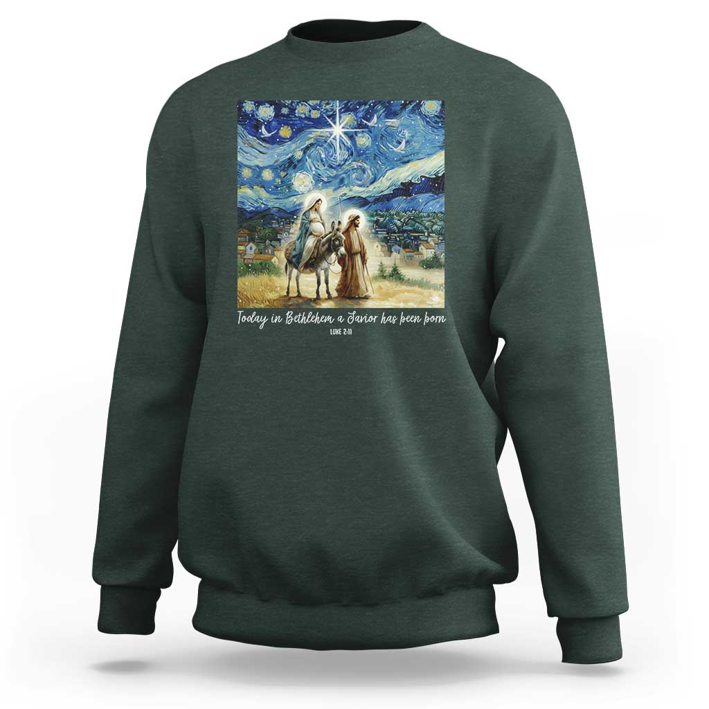 Bethlehem Starry Night Sweatshirt Nativity Luke 2:11 Christian Christmas - Wonder Print Shop