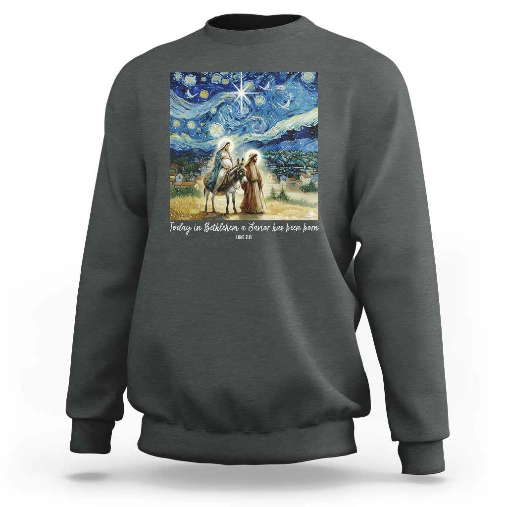 Bethlehem Starry Night Sweatshirt Nativity Luke 2:11 Christian Christmas - Wonder Print Shop