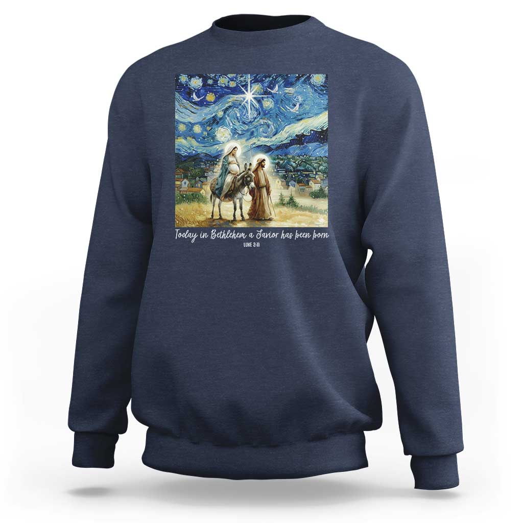 Bethlehem Starry Night Sweatshirt Nativity Luke 2:11 Christian Christmas - Wonder Print Shop