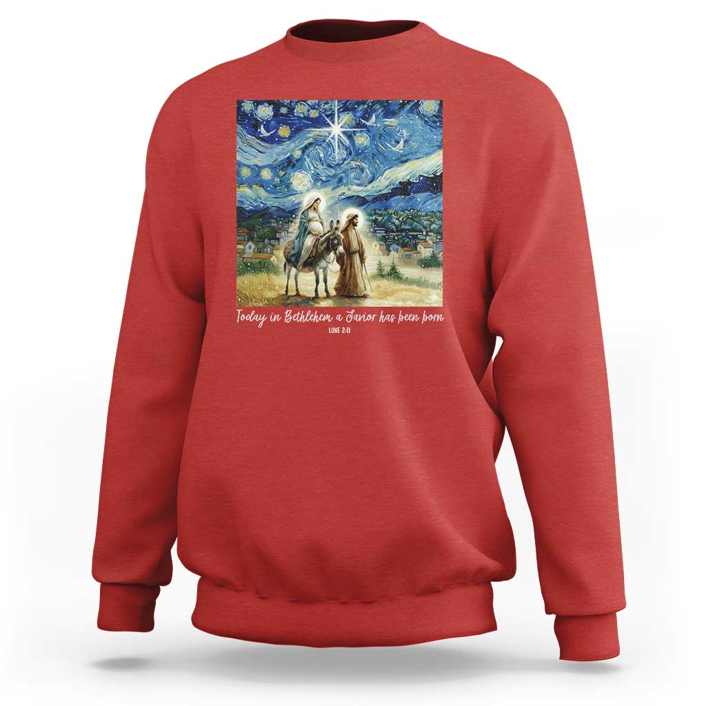 Bethlehem Starry Night Sweatshirt Nativity Luke 2:11 Christian Christmas - Wonder Print Shop