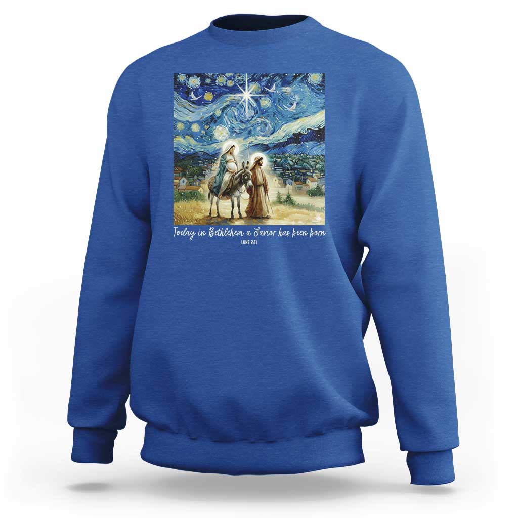 Bethlehem Starry Night Sweatshirt Nativity Luke 2:11 Christian Christmas - Wonder Print Shop