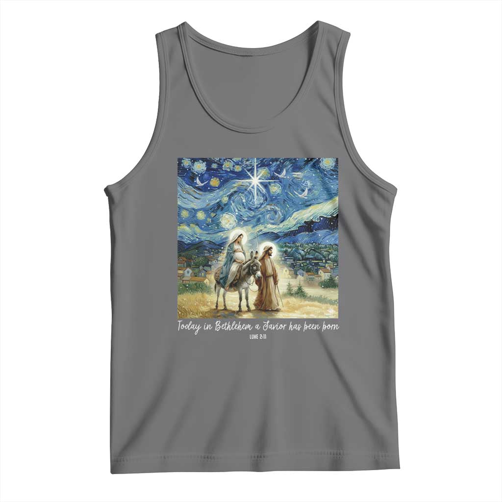Bethlehem Starry Night Tank Top Nativity Luke 2:11 Christian Christmas - Wonder Print Shop