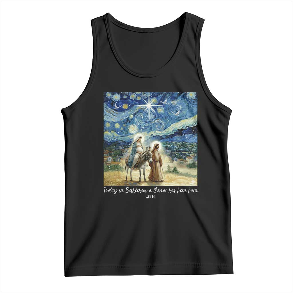 Bethlehem Starry Night Tank Top Nativity Luke 2:11 Christian Christmas - Wonder Print Shop