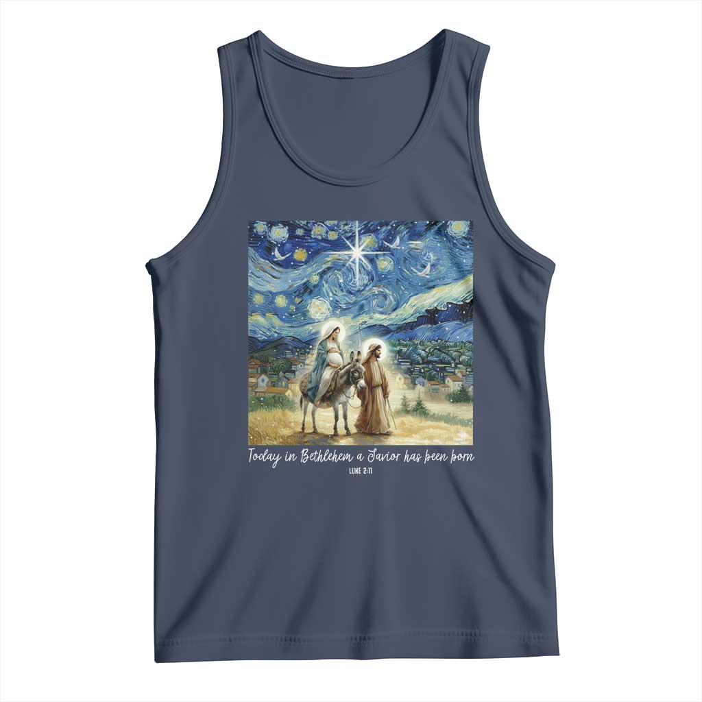 Bethlehem Starry Night Tank Top Nativity Luke 2:11 Christian Christmas - Wonder Print Shop