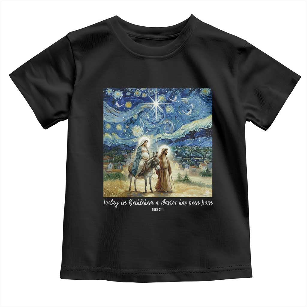 Bethlehem Starry Night Toddler T Shirt Nativity Luke 2:11 Christian Christmas - Wonder Print Shop