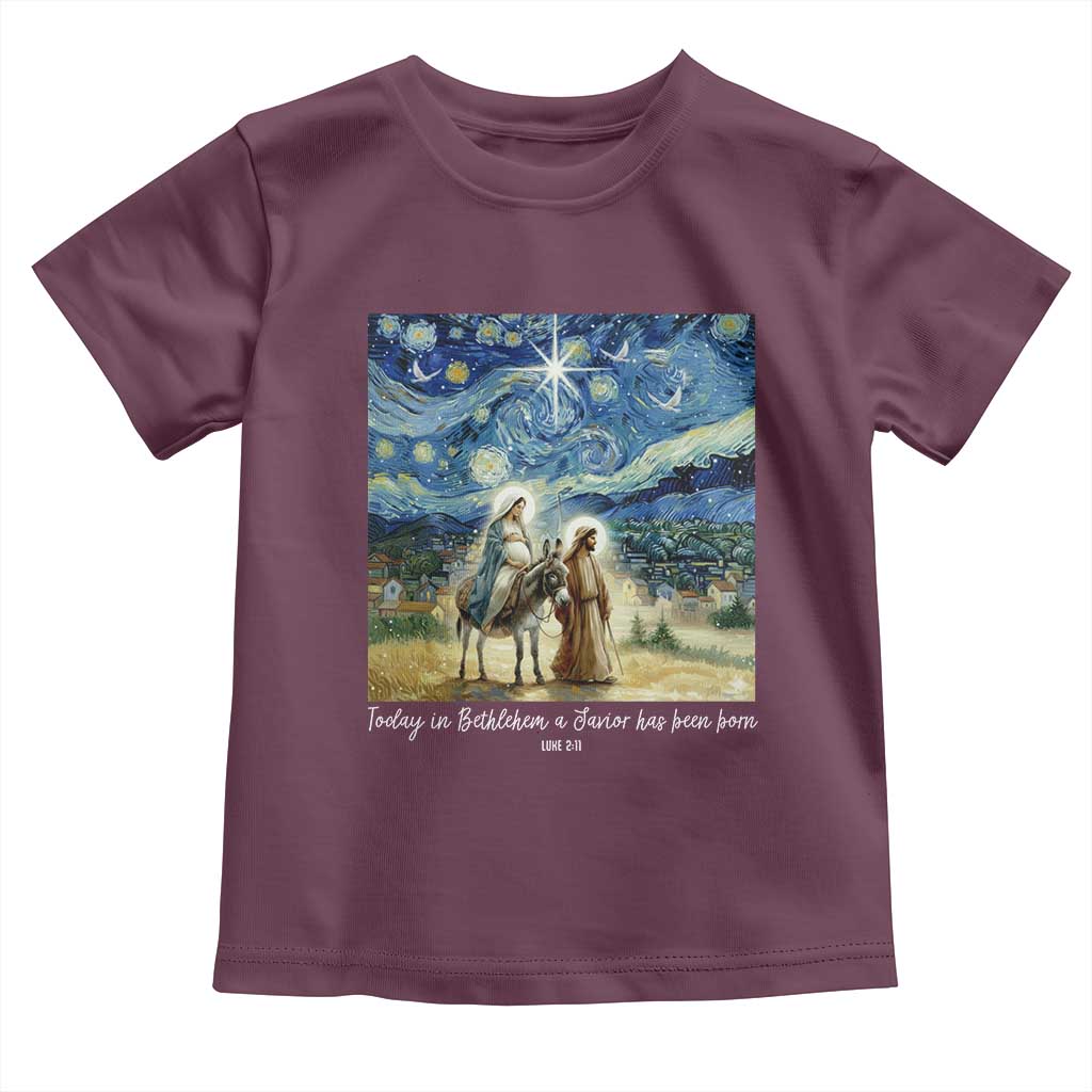 Bethlehem Starry Night Toddler T Shirt Nativity Luke 2:11 Christian Christmas - Wonder Print Shop