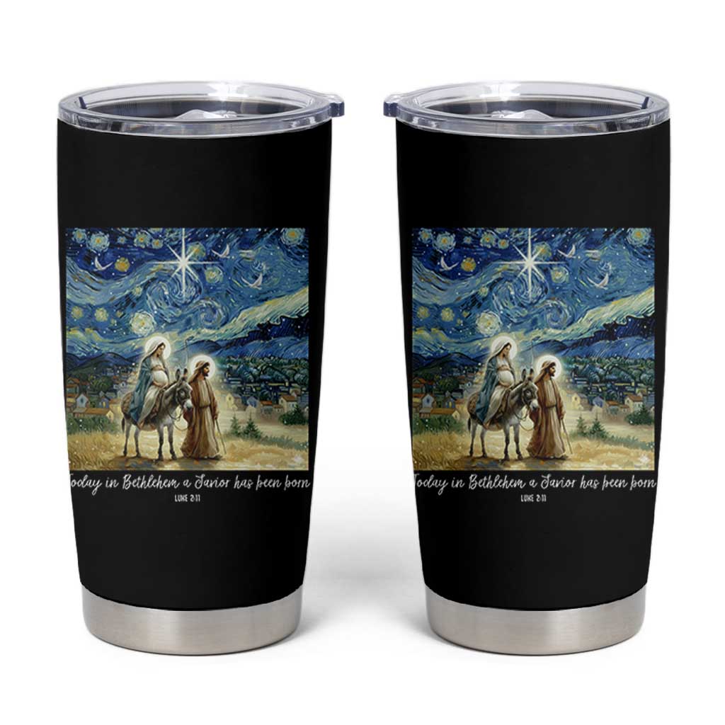 Bethlehem Starry Night Tumbler Cup Nativity Luke 2:11 Christian Christmas - Wonder Print Shop