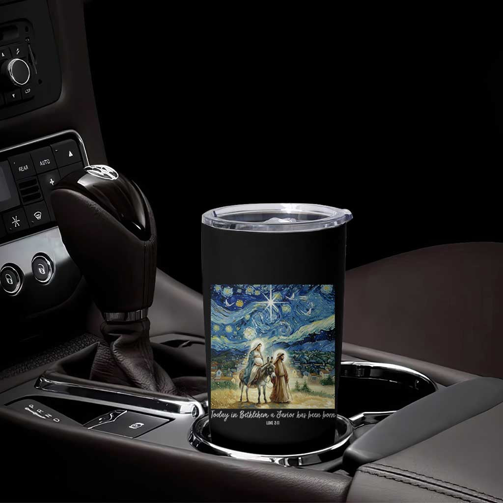 Bethlehem Starry Night Tumbler Cup Nativity Luke 2:11 Christian Christmas - Wonder Print Shop