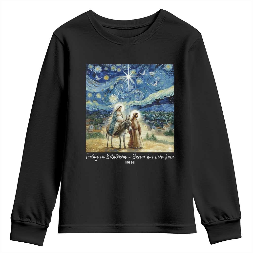 Bethlehem Starry Night Youth Sweatshirt Nativity Luke 2:11 Christian Christmas - Wonder Print Shop