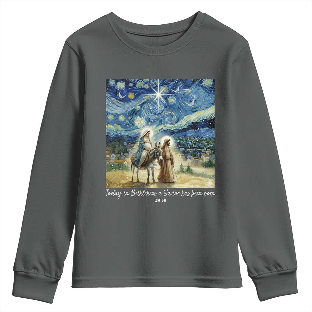 Bethlehem Starry Night Youth Sweatshirt Nativity Luke 2:11 Christian Christmas - Wonder Print Shop