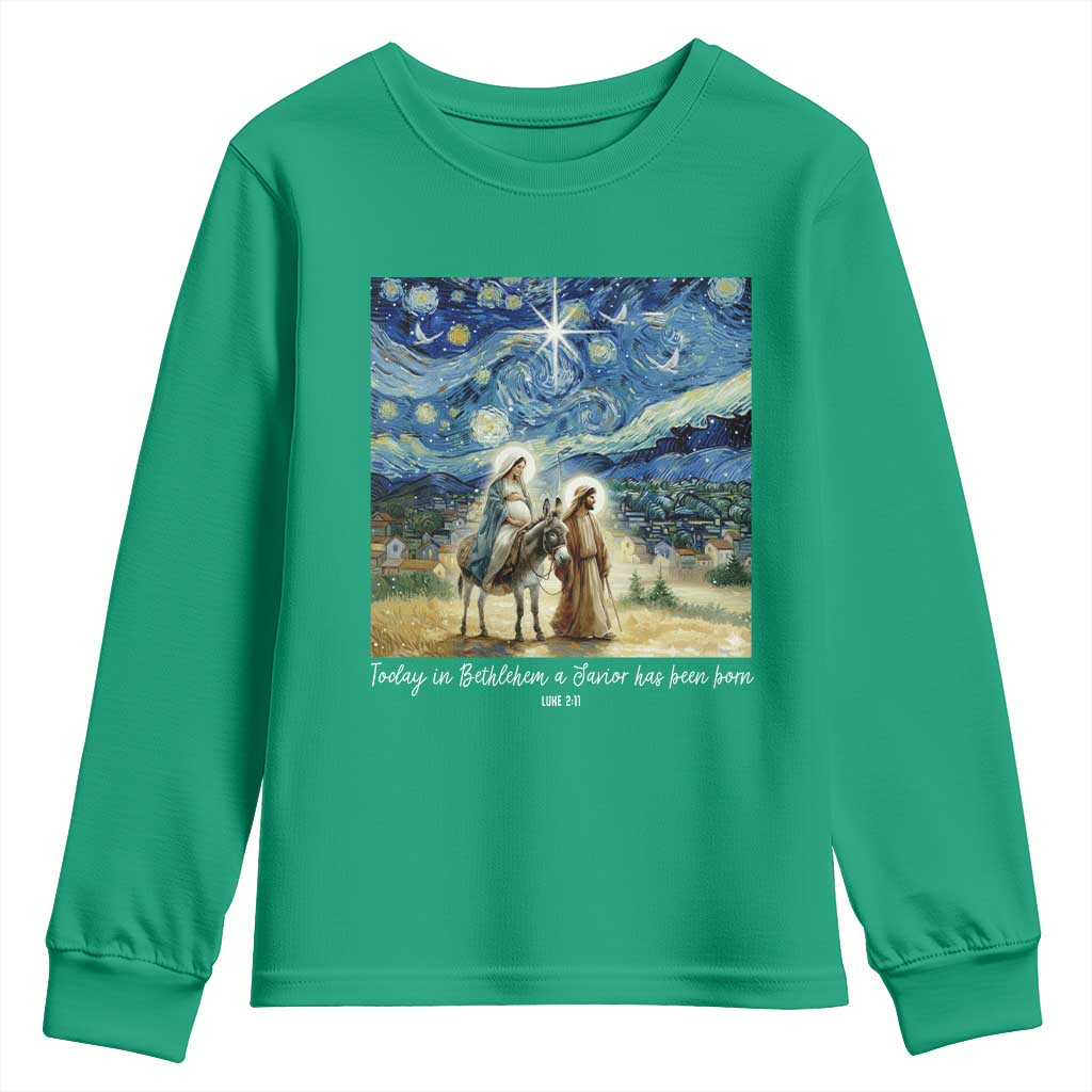 Bethlehem Starry Night Youth Sweatshirt Nativity Luke 2:11 Christian Christmas - Wonder Print Shop