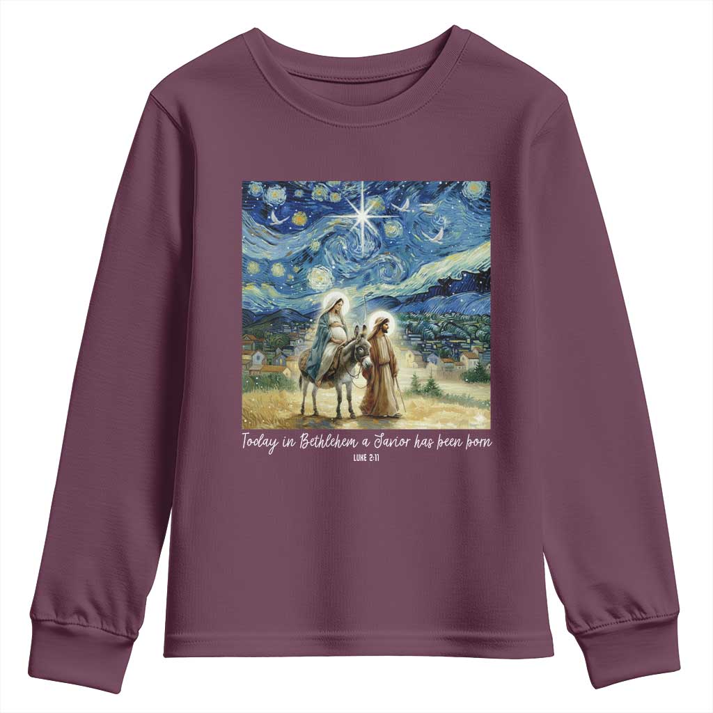 Bethlehem Starry Night Youth Sweatshirt Nativity Luke 2:11 Christian Christmas - Wonder Print Shop