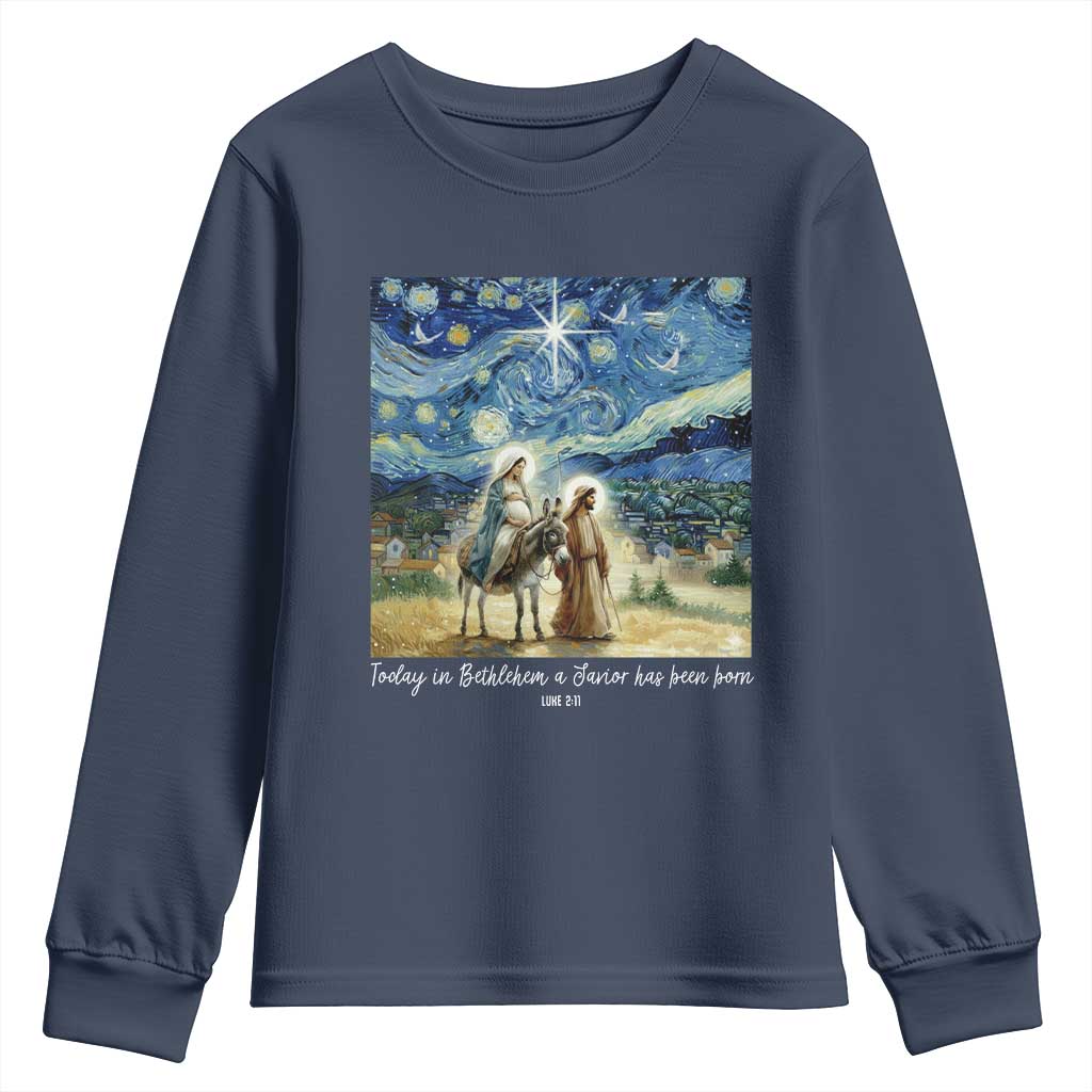 Bethlehem Starry Night Youth Sweatshirt Nativity Luke 2:11 Christian Christmas - Wonder Print Shop