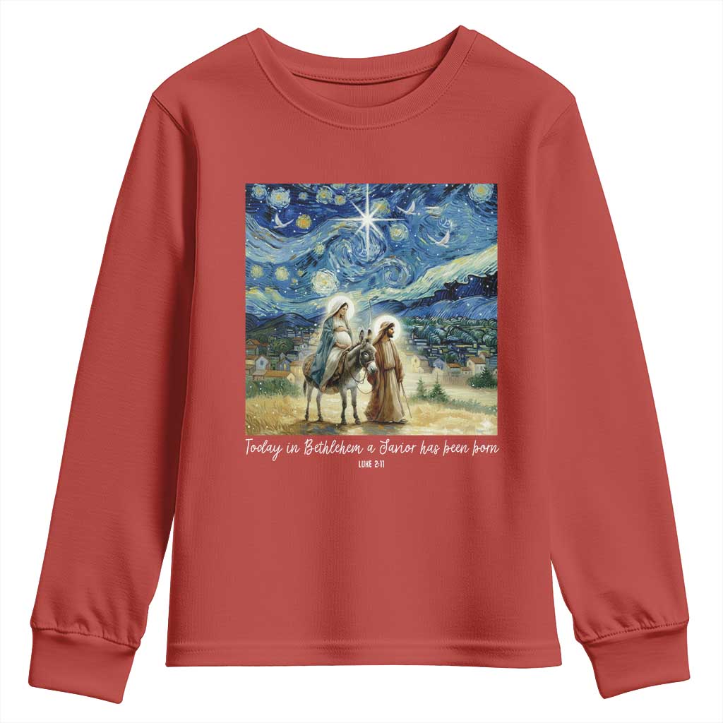 Bethlehem Starry Night Youth Sweatshirt Nativity Luke 2:11 Christian Christmas - Wonder Print Shop