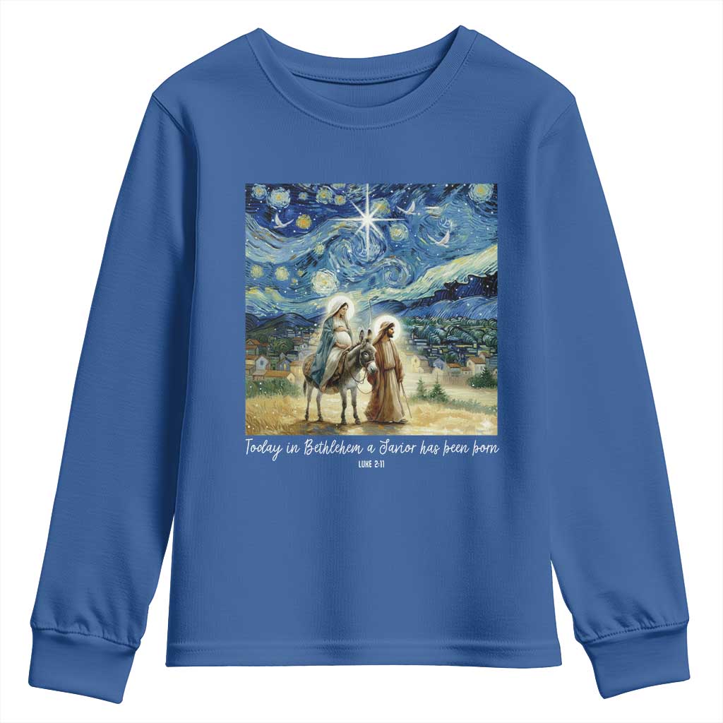 Bethlehem Starry Night Youth Sweatshirt Nativity Luke 2:11 Christian Christmas - Wonder Print Shop